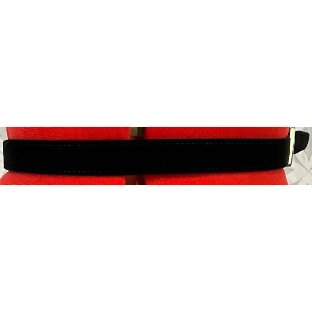 Liz Claiborne Vintage 90s Chrome Silver  Buckle Black Velvet Belt Women 28”-32”